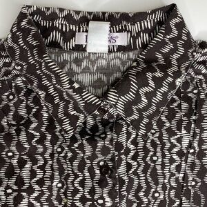 Vintage Long Sleeve Abstract Button Up Shirt Plus Sz 1X